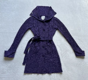 Abito maglione maglia bottoni tasche viola bambina Cherry Stix taglia M (10-12) - Foto 1 di 19