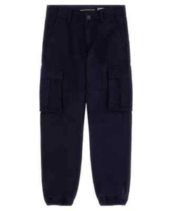 Guess Cargo Pants Big Boys 16 Smart Blue Solid Elastic Cuffs Zip/Button Closure - Picture 1 of 18