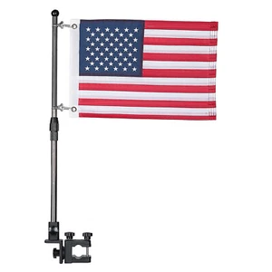 KEMIMOTO Boat American Flag Pole Kit 360° Adjustable 12''x18'' Pontoon Boat Flag - Picture 1 of 6