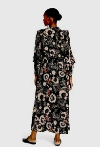 WHO WHAT WEARS NWT Womens Long Sleeve Soft Ruffle Dress Batik Floral - Picture 1 of 7