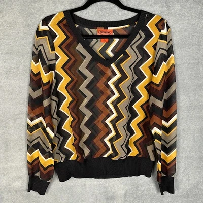 Top Missoni Target para mujer mediano negro geométrico manga larga transparente preppy retro Foto 1 de 4