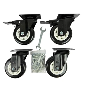 Schwerlast Rollen 4 Zoll Lenkplatte mit Bremse 4er Set - Bild 1 von 8
