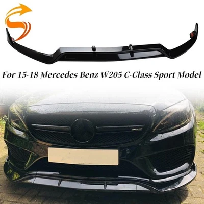 Parachoques delantero negro brillante para Mercedes Benz Clase C W205 2015-2018 Foto 1 de 4