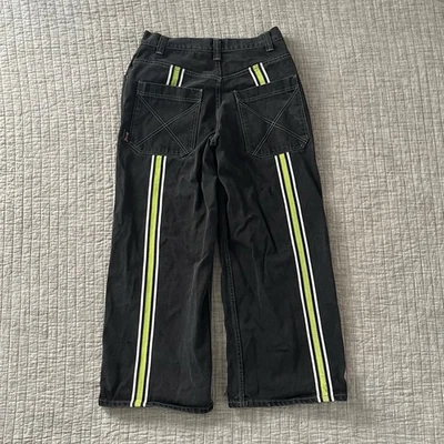 ESPN X Games Sz 29/27 Striped Baggy Wide Leg Black Denim Jeans VTG Y2K Skater - Image 1 of 4