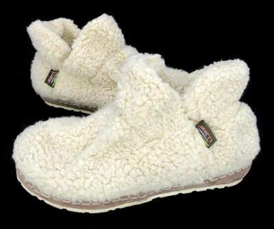 LL Bean Acogedor Zapatilla Botines Pila Vellón Difuso Para Mujer Talla 8 M Natural Sherpa Foto 1 de 4