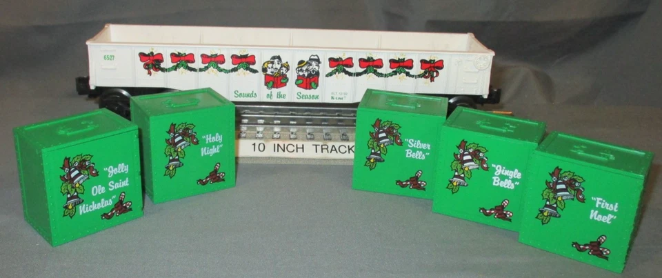 K-Line 6527 Christmas Sounds of Season Gondola w/ 5 Crates O/027 ga. wks/ Lionel - Image 1 of 4