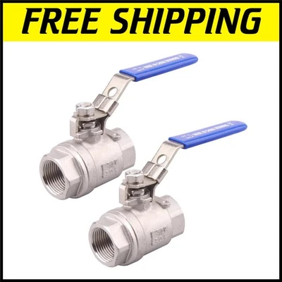 2 Pack Heavy-Duty Stainless Steel 304 Ball Valves with Locking Device - 3/4" NPT - Image 1 of 4