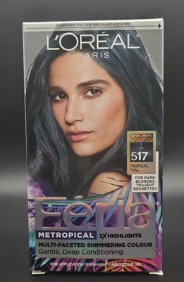 Tinta de cabelo permanente cintilante L'Oreal Paris Feria, 517, azul-petróleo tropical - Imagem 1 de 4