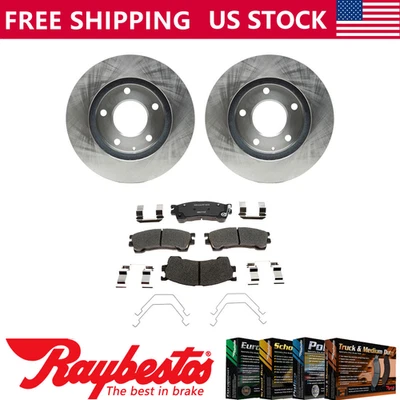 Front Kit Brake Rotors + Ceramic Pads & Hardware For 1994-1997 Ford Probe - Image 1 of 4