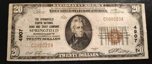 Springfield Chapin N.B. & T.C. Springfield Mass. $20 Ntl. Note, Low Serial No. - Picture 1 of 7