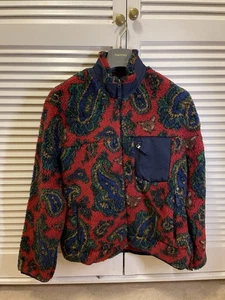 Polo Ralph Lauren Paisley Fleece Jacquard Jacket Size Large Festive - Picture 1 of 14