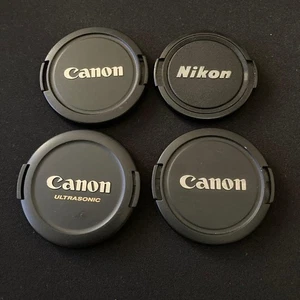 Canon 58mm Front Lens Cap x3 & Nikon 52mm Cap x1 Set Used - Picture 1 of 2