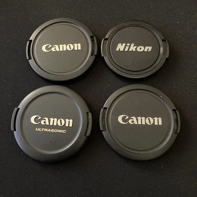 Canon 58mm Front Lens Cap x3 & Nikon 52mm Cap x1 Set Used - Image 1 of 2