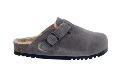 Scholl Fae New F Clog Gris Suédé - Velours En Gris Avec Fourrure - Photo 1/4
