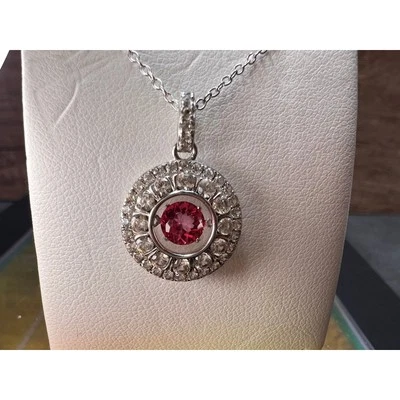 Collar colgante ondulante topacio turmalina rosa en platino sobre plata 925 Foto 1 de 4