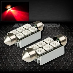 PAIR 6 SMD 6SMD 39MM RED 5050 5055 LED INTERIOR DOME/MAP 12V LIGHT BULB LAMP - Foto 1 di 1