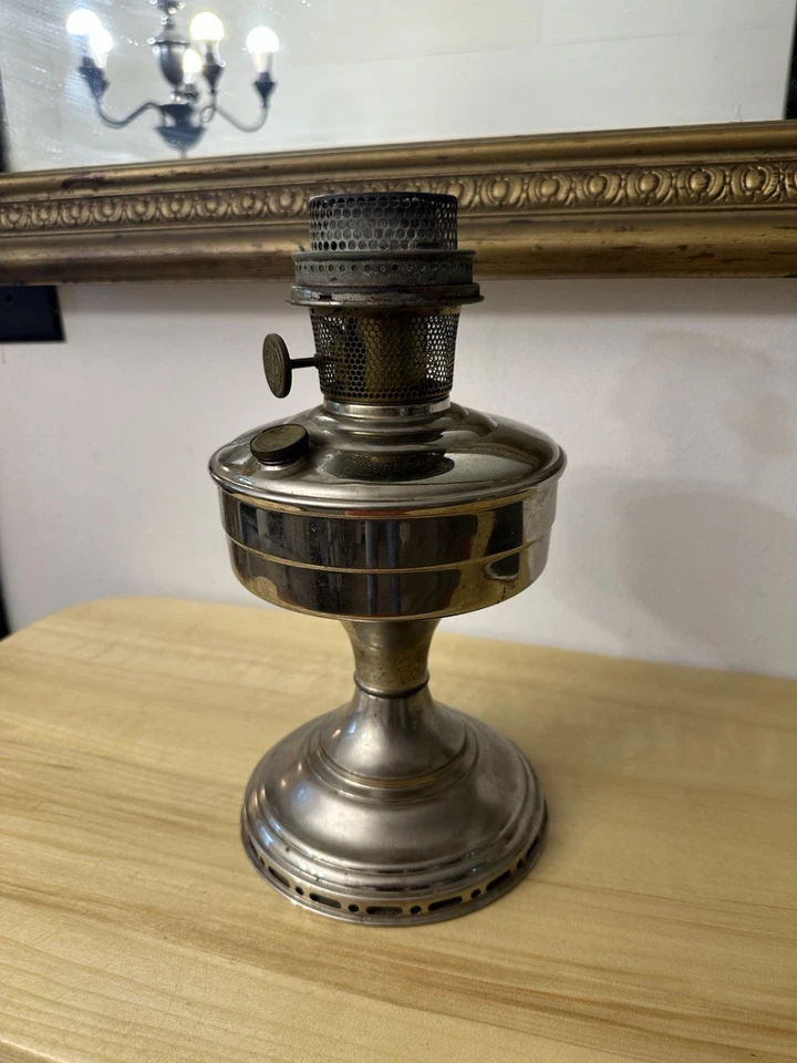 Vintage Aladdin Model 12 Oil Lamp – Nickel Plated – Original Burner - Image 1 of 4