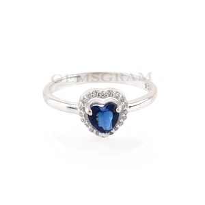 White-Gold Plated Solid 925 Sterling Silver Simulated Blue Quartz Women's Ring - Picture 1 of 6