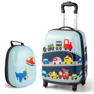 2 PCS Kids Luggage w/Lightweight Matching Backpack & Cute Pattern on the Surface - Image 1 of 4