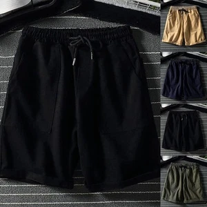 Mens Summer Cargo Shorts Loose Fit Casual Five Point Pants Black Khaki Green - Picture 1 of 18