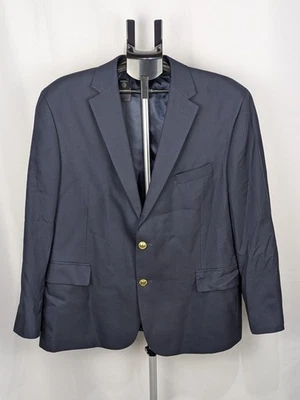 Stafford 46S Navy Blue 2 Gold Button Classic Blazer Suit Jacket Sport Coat  - Image 1 of 4