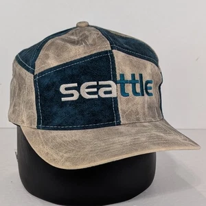 Vintage 90er Seattle Snapback Mütze grün hellbraun Patchwork Colorblock Seahawks Mariners - Bild 1 von 9