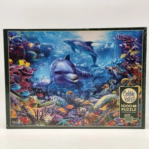 Cobble Hill Dolphins At Play 1000 Piece Jigsaw Puzzle With Bonus Poster - Picture 1 of 9