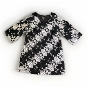 Adrianna Papell Evening Dress Women 18W Black White Floral Embroidery Bell Slves - Picture 1 of 24