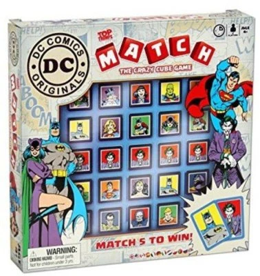 OFFICIAL DC COMICS TOP TRUMPS MATCH 5 IN A ROW CLASSIC MEMORY GAME NEW AND BOXED - Image 1 of 3