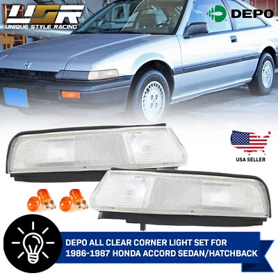 RARE!! Euro CLEAR Front Corner Light Pair For 1986-1987 Honda Accord - Image 1 of 4
