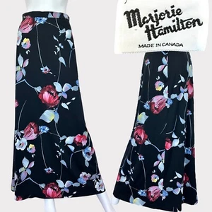 VTG 70'S MARJORIE HAMILTON FLORAL PRINT A-LINE MAXI SKIRT FITS S/4 27"W - Picture 1 of 11
