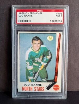 1969-70 O-Pee-Chee Lou Nanne #198 Minnesota North Stars PSA 7 Near Mint Vintage - Image 1 of 3