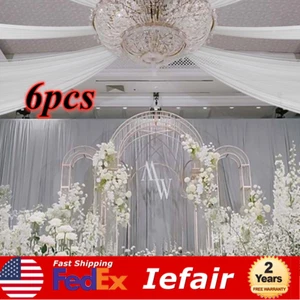 6pcs Weddings Ceiling Drapes Curtains Sheer Voile Backdrop Draping Decor White - Picture 1 of 17