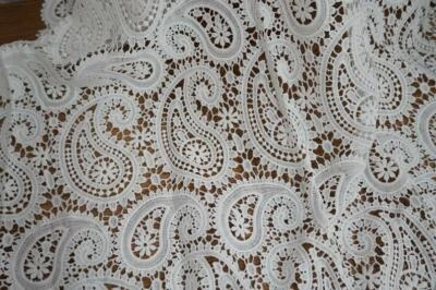 Hollow out Venice Paisley Pattern Fabric Crochet Milk Silk Lace Fabric 50" Wide - image 1 of 4