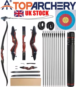 TOPARCHERY 60" 30-50lb Wooden Riser Takedown Recurve Bow Adult Hunting & Target - Picture 1 of 26