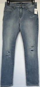 NEW Gap Denim Distressed Stretch Skinny Jeans Boys SIZE 14 Reg Blue Adj Waist - Picture 1 of 8