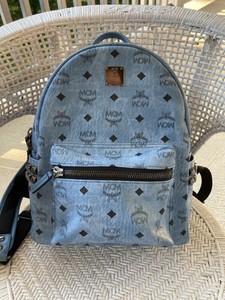 mcm light blue backpack