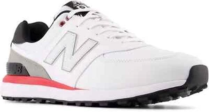 MEN'S NEW BALANCE 574 GREENS V2 SPIKELESS GOLF SHOES WHITE BLACK RED SZ 8 MEDIUM - Picture 1 of 7