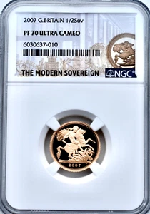 2007 Gold Proof 1/2 Sovereign Half NGC PF70 Ultra Cameo Great Britain - Picture 1 of 3