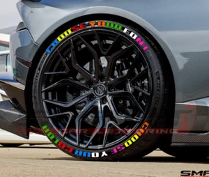 Tire Smart Stickers Custom Lettering Text Permanent Decal 7 Colour Fits 12"-24 - Picture 1 of 18
