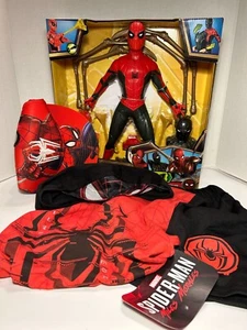 MARVEL Spiderman 2 PC Boy's Shirt & Shorts Size 8, Baseball Hat, 3 in 1 Figurine - Picture 1 of 15