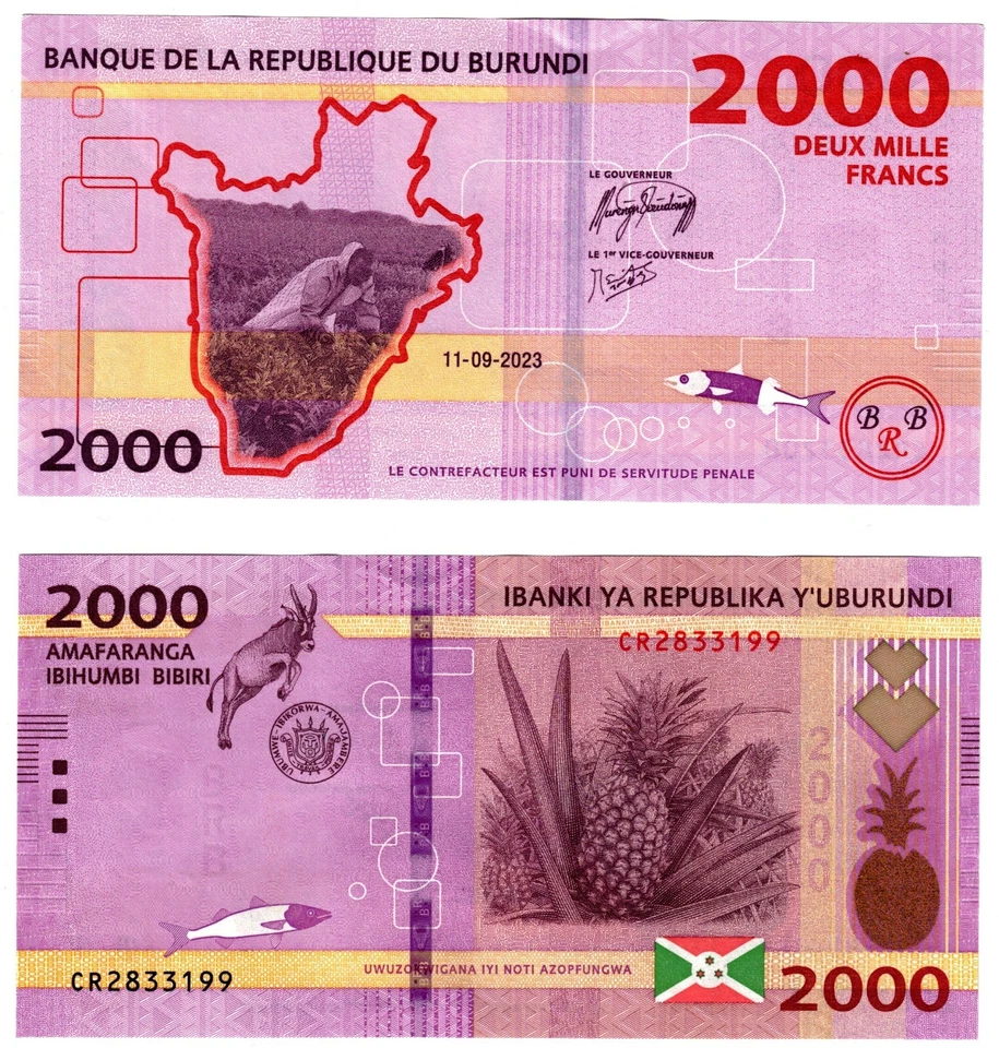 2023 Burundi 2000 Francs Banknote UNC P52 c - Image 1 of 1