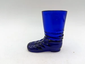 Soporte para palillo de dientes Western de vidrio azul cobalto vidrio de chupito vintage - Imagen 1 de 8