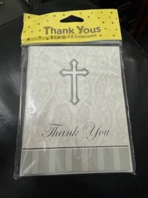 Devotion Foldover Thank You Cards Paper 8 Per Pack Includes Envelopes Religious - Image 1 of 2