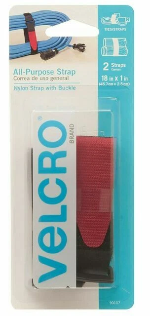 VELCRO 90107 18 x 1 inch All Purpose Strap, Black - 2 Count