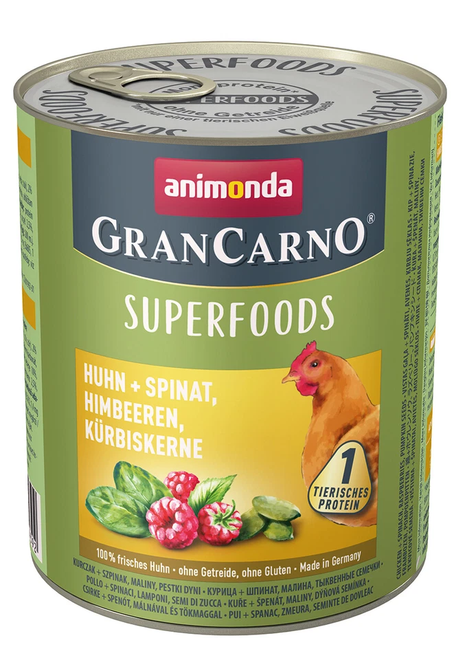 animonda GranCarno Adult Huhn Spinat Himbeeren 6x 800 g Hundefutter Nassfutter - Bild 1 von 1