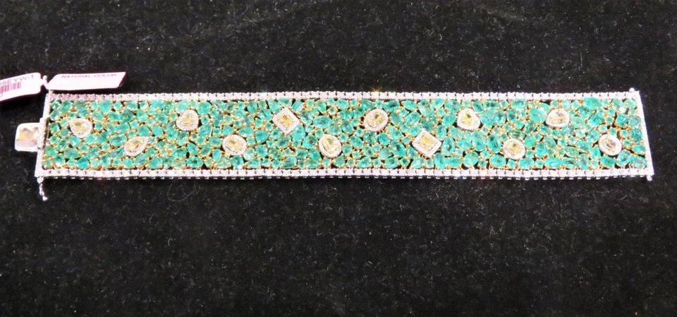 ¡LIQUIDACIÓN! PULSERA DE DIAMANTES AMARILLOS DE LUJO ESMERALDA GRANDE RARA ORO 18KT $132,830 Foto 1 de 1