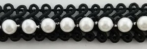 1/2" Black Braid Gimp with 6mm Pearls - 10 Total Yards! - Picture 1 of 3