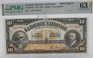 1922 Canada / Quebec $10 Serie C Esemplare PMG 63 EPQ SCELTA Unc. (BT410) - Foto 1 di 9