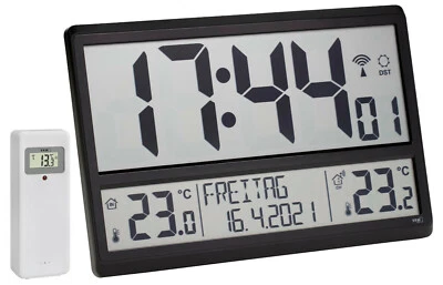 TFA 60.4521 XL Funkwanduhr digital Temperatur ausgeschriebenes Datum Wohnzimmer - Bild 1 von 4